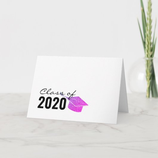 Paarse Sparkle Glitter Afstuderen Klasse van 2020 Kaart (Voorkant)