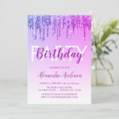 Paarse Sparkle Glitter Elke Leeftijd Verjaardag Kaart (Staand voorkant)
