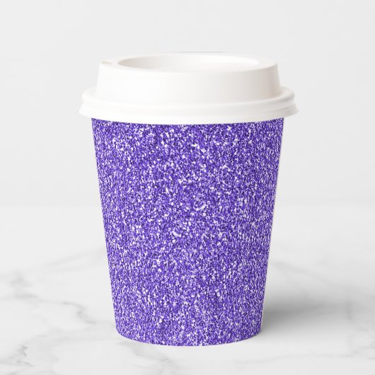 Paarse Sparkle Glitter Papieren Bekers (Achterkant)