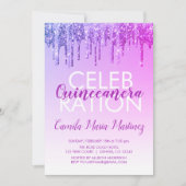 Paarse Sparkle Glitter Quinceanera Celebration Kaart (Voorkant)