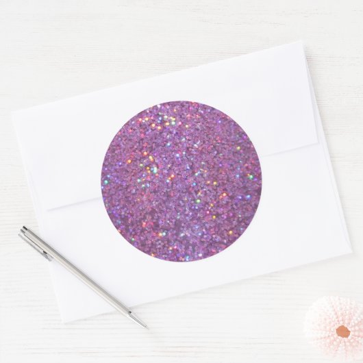 Paarse Sparkle Glitter Ronde Sticker (Envelop)