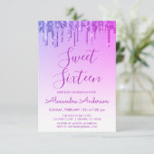 Paarse Sparkle Glitter Sweet Zestien Verjaardag Kaart (Staand voorkant)