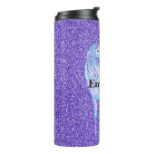 Paarse Sparkle Glitter Unicorn Name Thermosbeker (Gedraaid links)