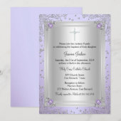 Paarse Sparkle Jewel Baptism/Christening Invite Kaart (Voorkant / Achterkant)