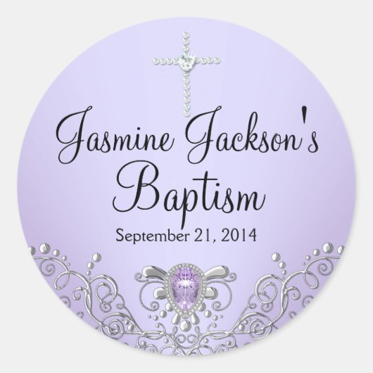 Paarse Sparkle Jewel Baptism Sticker (Voorkant)
