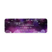 Paarse Sparkle Lights Glam Party Invitation Card Etiket (Voorkant)