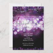 Paarse Sparkle Lights Glam Verjaardagsfeestje Kaart (Voorkant)