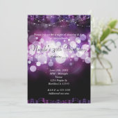 Paarse Sparkle Lights Glam Verjaardagsfeestje Kaart (Staand voorkant)