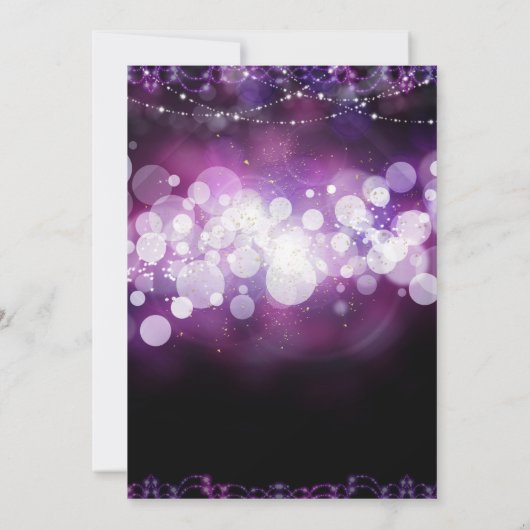 Paarse Sparkle Lights Glam Verjaardagsfeestje Kaart (Achterkant)