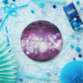 Paarse Sparkle Lights Glam Verjaardagsfeestje Papieren Bordje (Feest)
