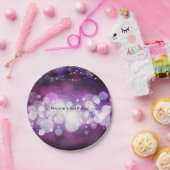Paarse Sparkle Lights Glam Verjaardagsfeestje Papieren Bordje (Feest)