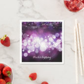 Paarse Sparkle Lights Glam Verjaardagsfeestje Servetten (Insitu)