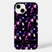  Paarse Sparkle Lights met naam Case-Mate iPhone Case (Achterkant)