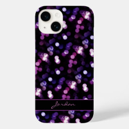  Paarse Sparkle Lights met naam Case-Mate iPhone 14 Hoesje