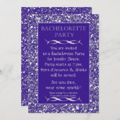 Paarse Sparkle Look Bachelorette Feestuitnodiging Kaart (Voorkant / Achterkant)