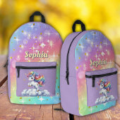 Paarse sparkle magische eenhoorn Print Cut Naaizak Bedrukte Rugzak