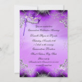 Paarse Sparkle Masquerade Quinceanera Birthday Kaart (Achterkant)