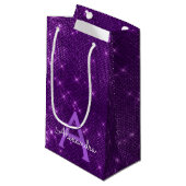 Paarse Sparkle Monogram - Jouw naam toevoegen Klein Cadeauzakje (Voorkant Gekanteld)