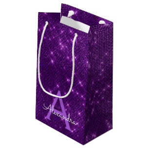 Paarse Sparkle Monogram - Jouw naam toevoegen Klein Cadeauzakje