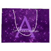 Paarse Sparkle Monogram - Jouw naam toevoegen Large Cadeautasje (Achterkant)
