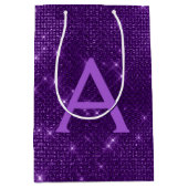 Paarse Sparkle Monogram - Jouw naam toevoegen Medium Cadeauzakje (Voorkant)