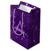 Paarse Sparkle Monogram - Jouw naam toevoegen Medium Cadeauzakje (Voorkant Gekanteld)
