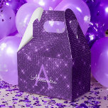 Paarse Sparkle Monogram - Verjaardagsfeestgunst Bedankdoosjes<br><div class="desc">Paarse Sparkle Monogram - Voeg Jouw naam Elegant geschenkdoos toe. Deze Gift Favor Box kan worden aangepast om uw initiaal en voornaam op te nemen en maakt een geweldige verjaardags-,  bruiloft-,  vrijgezellenfeest-,  vrijgezellenfeest- of baby shower geschenkdoos.</div>