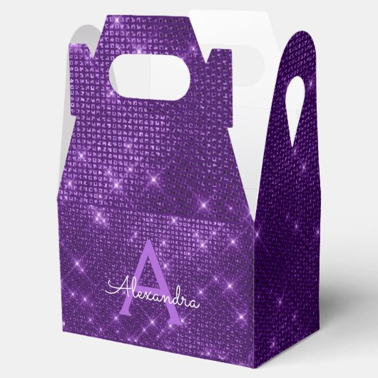 Paarse Sparkle Monogram - Verjaardagsfeestgunst Bedankdoosjes (Geopend)