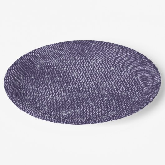 Paarse Sparkle Papieren Bordje (Gekanteld)