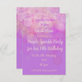 Paarse Sparkle Party Uitnodiging (Voorkant / Achterkant)