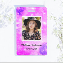 Paarse Sparkle Personeel Personeel Foto ID Badge