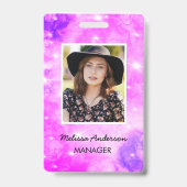 Paarse Sparkle Personeel Personeel Foto ID Badge (Voorkant)