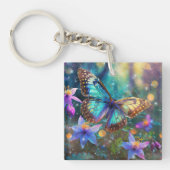 Paarse Sparkle Philippians 4:13 Verse Vlinder Sleutelhanger (Voorkant)