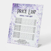 Paarse Sparkle prijslijst voor schoonheidsprofessi Reclamebord Met Voetstuk (Voorkant)