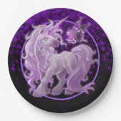 Paarse Sparkle roze Unicorn Papieren Bordje (Voorkant)
