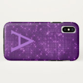 Paarse Sparkle Shimmer Monogram en Initiaal Case-Mate iPhone Case (Achterkant (horizontaal))