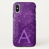 Paarse Sparkle Shimmer Monogram en Initiaal Case-Mate iPhone Case (Achterkant)