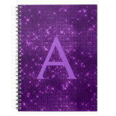 Paarse Sparkle Shimmer Monogram en Initiaal Notitieboek (Voorkant)