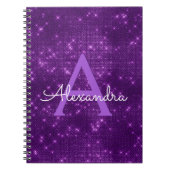 Paarse Sparkle Shimmer Monogram en Initiaal Notitieboek (Voorkant)