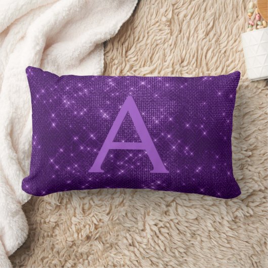 Paarse Sparkle Shimmer Monogram Naam en Initiaal Kussen (Deken)
