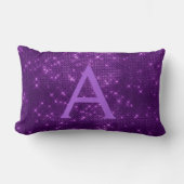 Paarse Sparkle Shimmer Monogram Naam en Initiaal Kussen (Voorkant)
