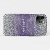 Paarse Sparkle Silver Glitter Case-Mate iPhone Case (Achterkant (horizontaal))