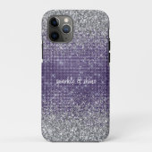 Paarse Sparkle Silver Glitter Case-Mate iPhone Case (Achterkant)
