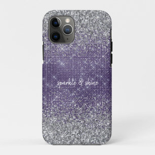 Paarse Sparkle Silver Glitter Case-Mate iPhone Case
