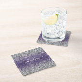 Paarse Sparkle Silver Glitter Kartonnen Onderzetters (Insitu)