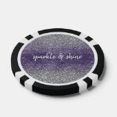 Paarse Sparkle Silver Glitter Poker Chips (Enkel)