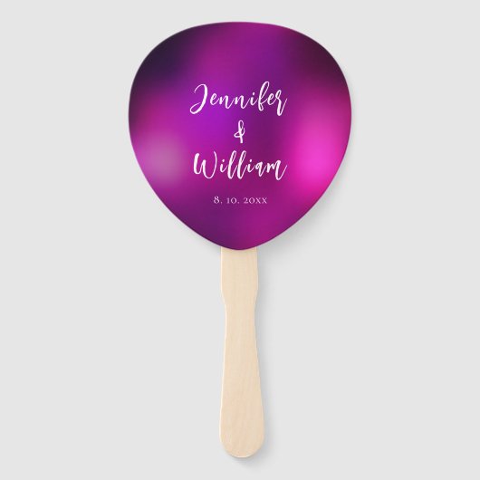 Paarse Sparkle Silver String Lights Wedding Handwaaier (Voorkant)