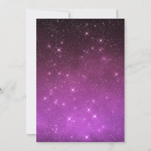 Paarse Sparkle Sky Sweet 16 verjaardagsuitnodiging Kaart (Achterkant)