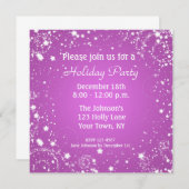 Paarse Sparkle Stars Party Invitation Kaart (Voorkant / Achterkant)