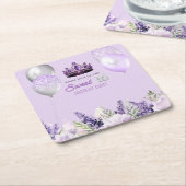 Paarse Sparkle Sweet 16 verjaardagsfeestje Kartonnen Onderzetters (Schuin)